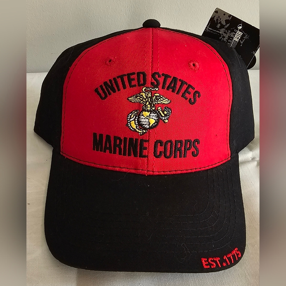 NWT United States Marine Corps Red & Black Baseball Cap, Hat
